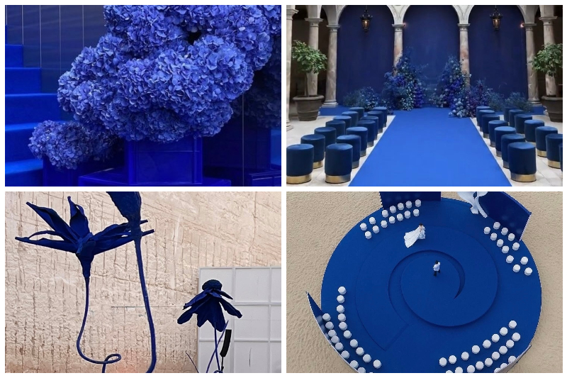màu cưới 2026 cobalt blue trong không gian ven biển
