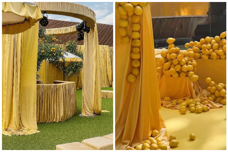 màu cưới 2026 canary yellow trong tiệc cưới ngoài trời