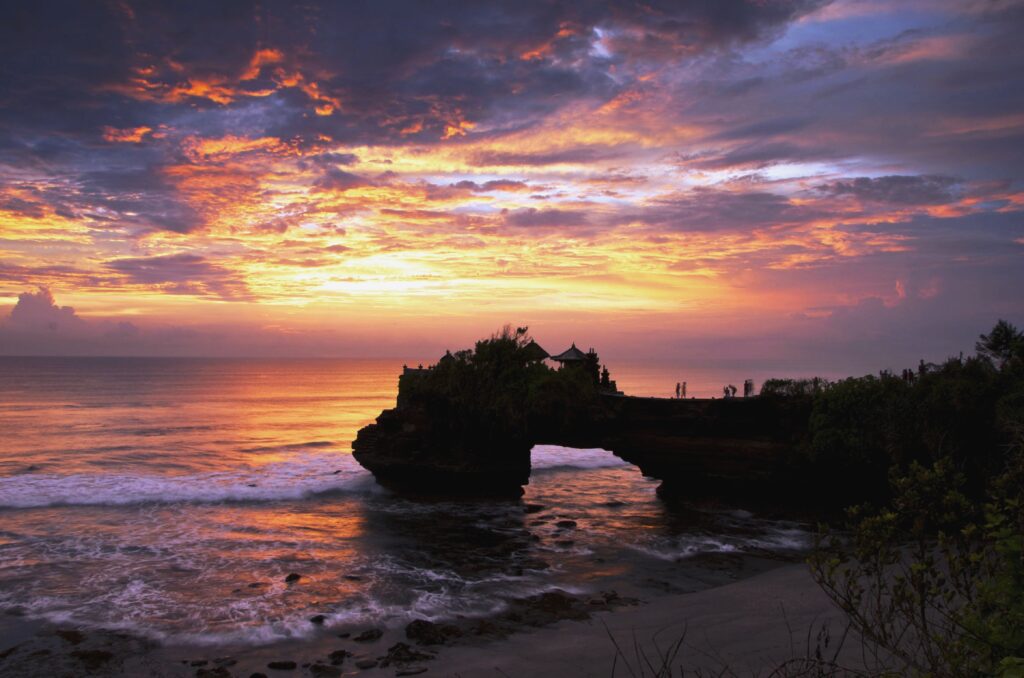 Tanah Lot Temple Bali romantic sunset