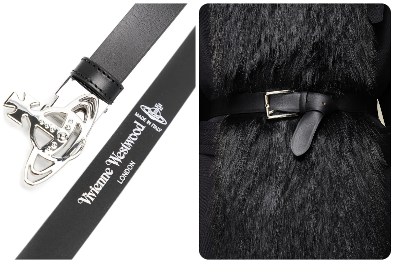 thắt lưng da cổ điển và khóa kim thanh lịch.