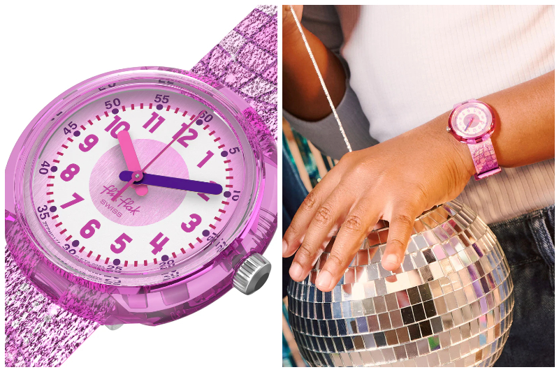 DISCO TIME khuấy động không khí với các quả cầu disco hồng - tím nổi bật trên dây vải dệt ánh kim