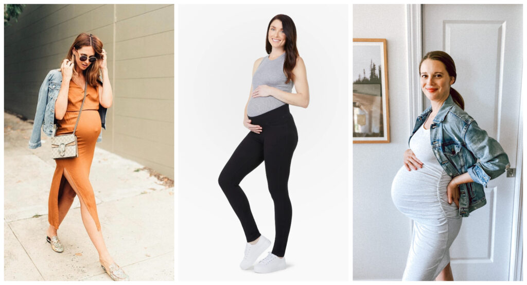 Các loại váy bầu hoặc legging co giãn mang đến cho mẹ bầu sự thoải mái 
