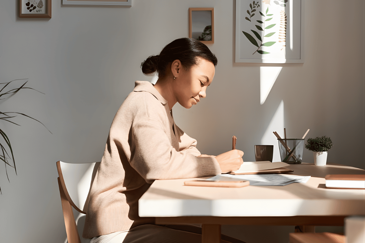 Viết ra mọi suy nghĩ trong đầu giúp tâm trí bớt chật chội, tạo khoảng cách giữa cảm xúc và suy nghĩ, từ đó giảm cảm giác rối bời