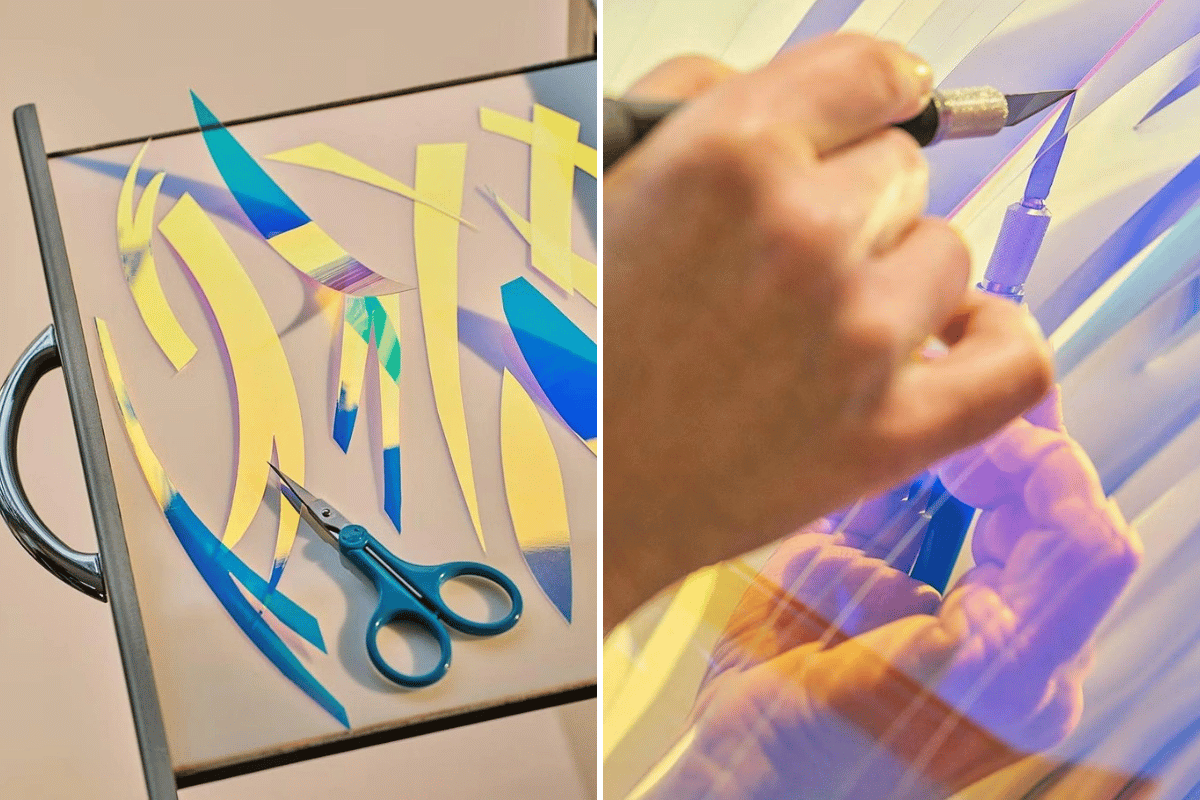 Điểm đặc biệt của phiên bản mới nằm ở hàng nghìn mảnh kính lưỡng sắc phủ kín bề mặt ghế
